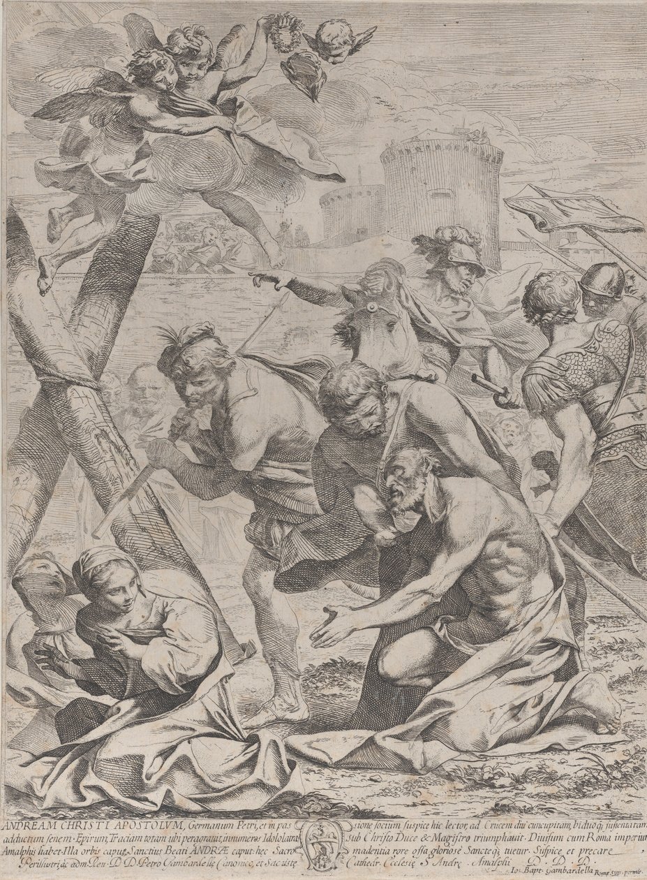 Santo André rezando diante de um crucifixo, 1640-70. de Francesco Giovani