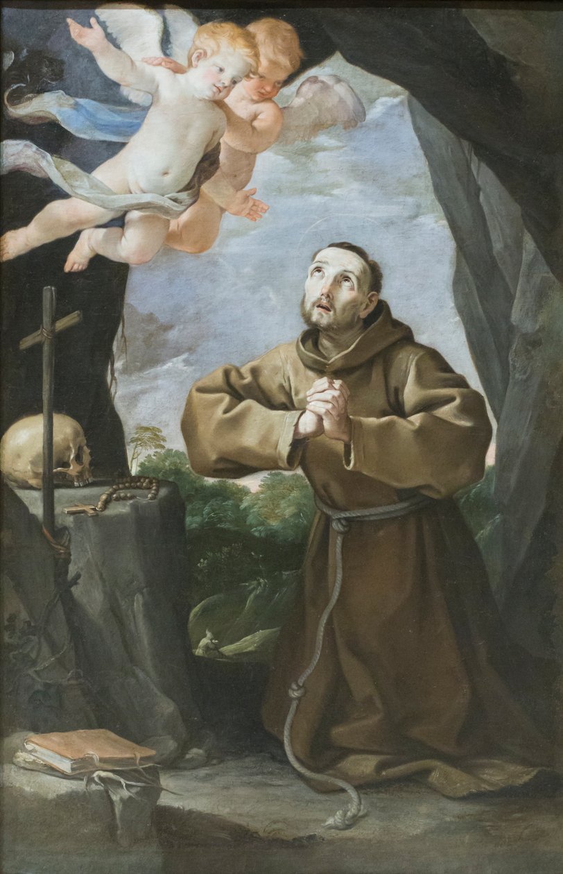 São Francisco adorando a cruz, c.1630-40 (óleo sobre tela) de Francesco Giovanni Gessi