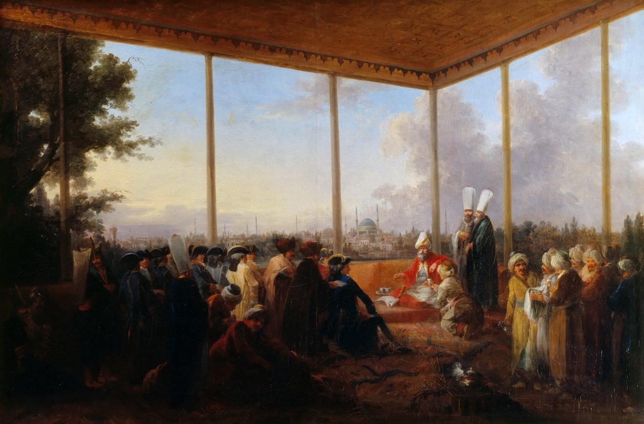 Audiência concedida em Constantinopla pelo grão-vizir Aimali Carac a François-Emmanuel Guignard, Co de Francesco Giuseppe Casanova