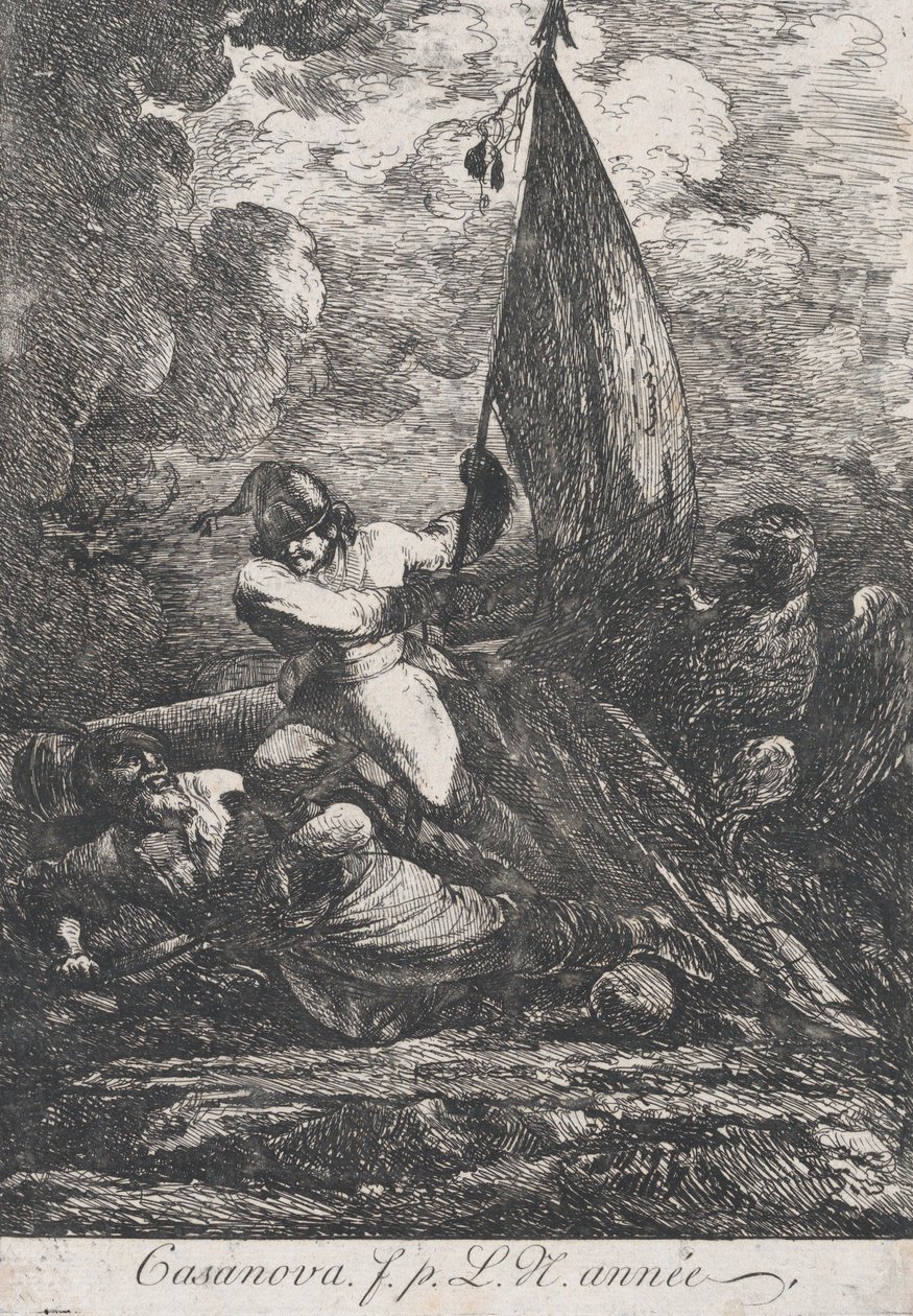 Cena de batalha, possivelmente do século XVIII. de Francesco Giuseppe Casanova