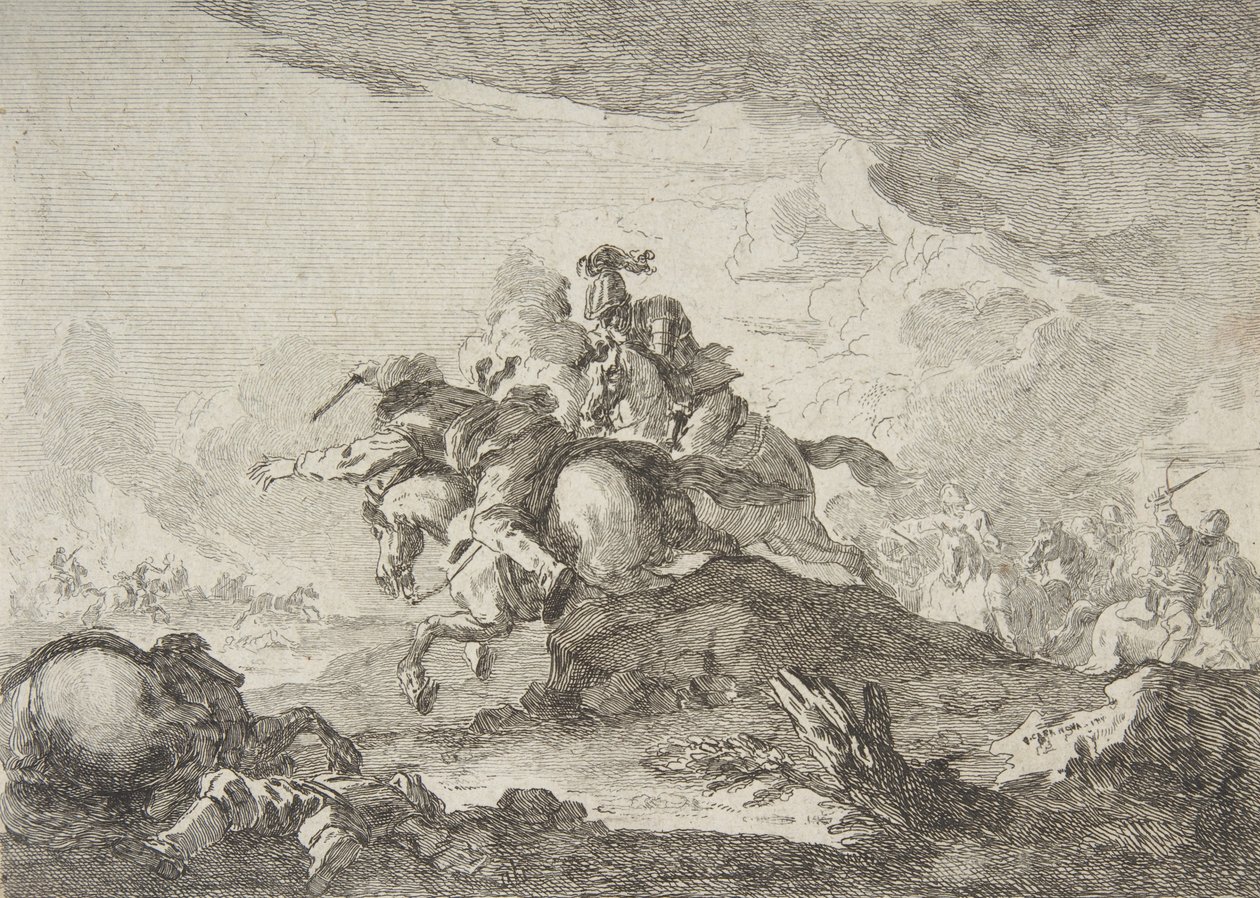 Carga de Cavalaria, meados do século XVIII. de Francesco Giuseppe Casanova