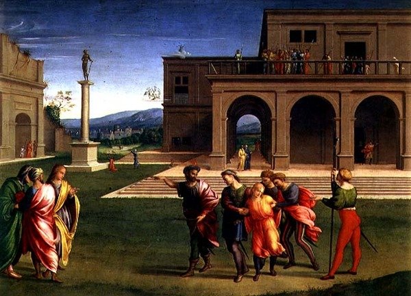 Joseph Levado à Prisão (painel) de Francesco Granacci