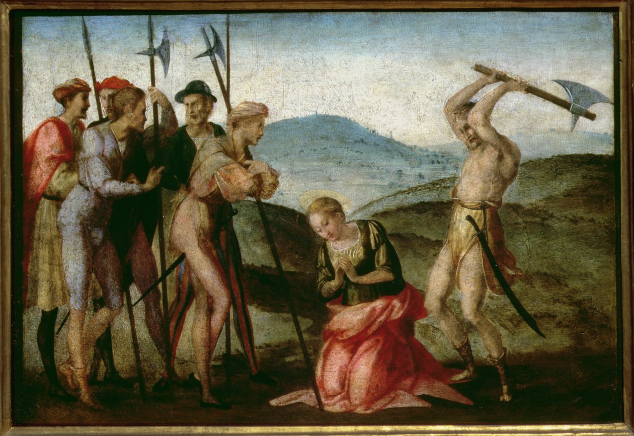 O martírio de uma santa feminina (painel) de Francesco Granacci