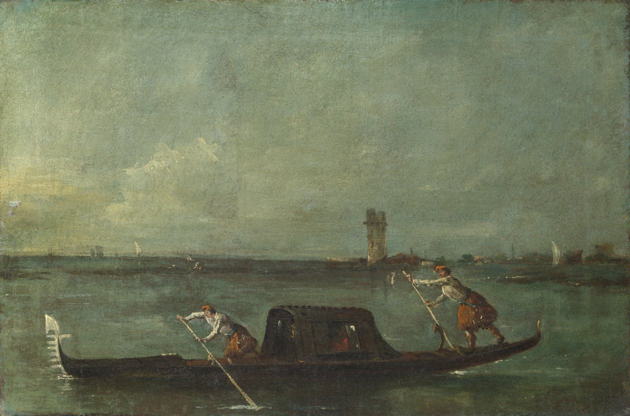 Uma gôndola na lagoa perto de Mestre, depois de 1780 de Francesco Guardi