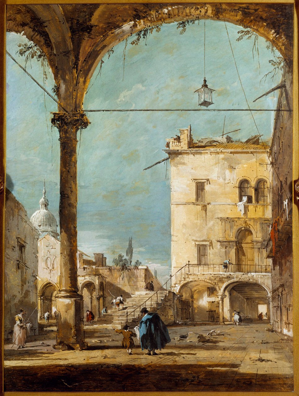 Um pórtico em Veneza Pintura de Francesco Guardi (1712-1793) Paris do século XVIII, Musee Jacquemart Andre de Francesco Guardi