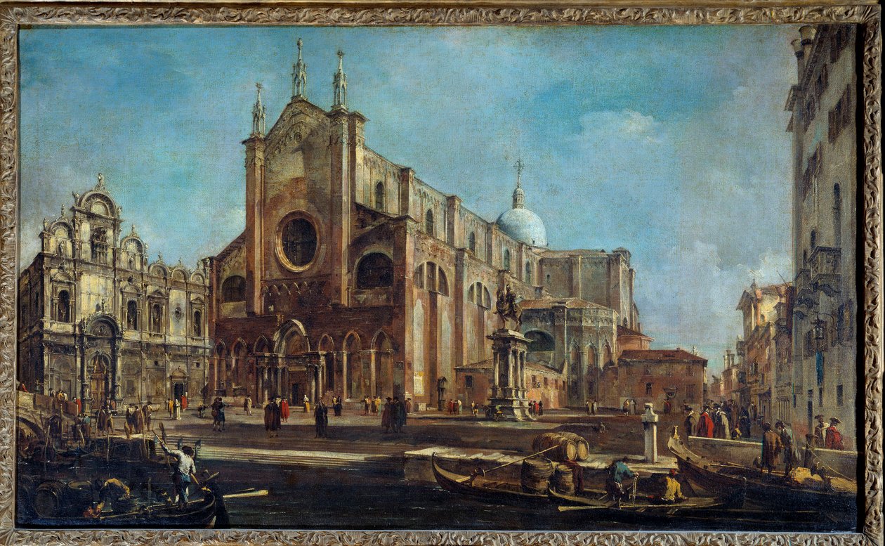 Campo da igreja Giovanni e Paolo com a Scuola di San Marco em Veneza por volta de 1766-1770. Pintura de Francesco Guardi de Francesco Guardi