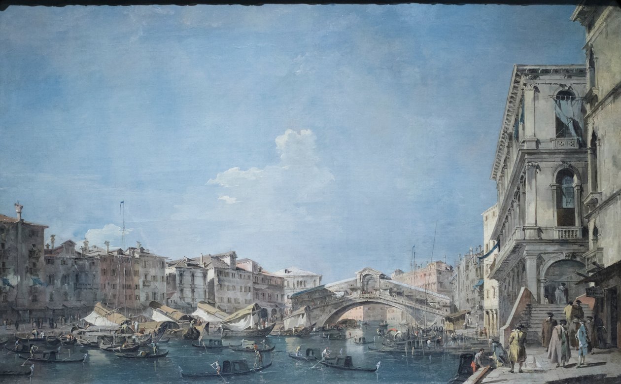 Canal grande na ponte de Rialto, c.1780-90 (óleo sobre tela) de Francesco Guardi