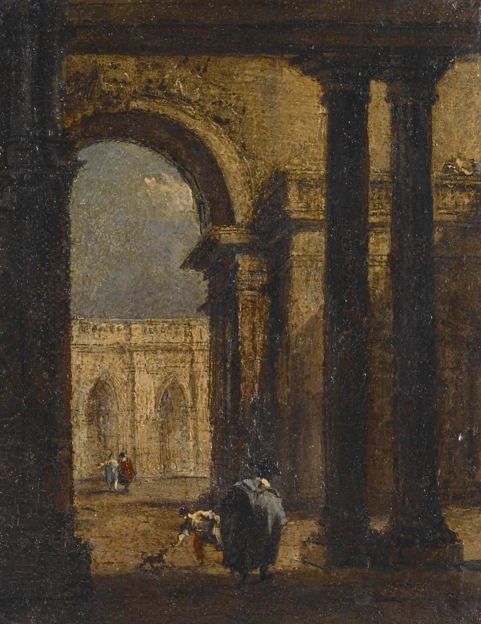 Capriccio: um pátio de palácio de Francesco Guardi