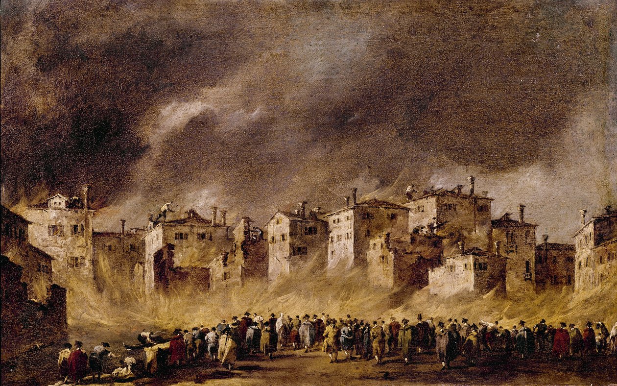Fogo no depósito de óleo em San Marcuola, 1790 de Francesco Guardi