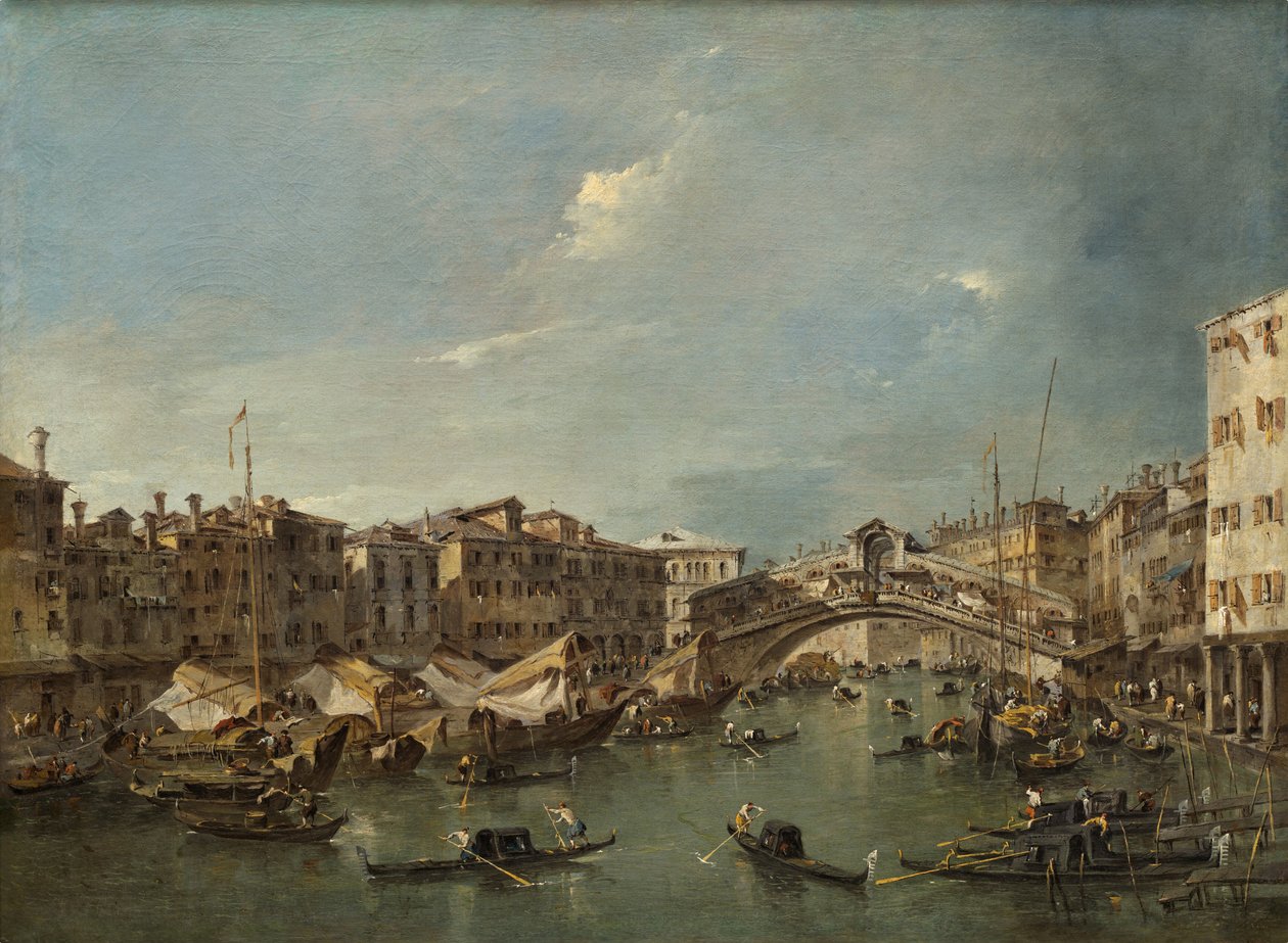 Grande Canal com a Ponte Rialto, Veneza de Francesco Guardi