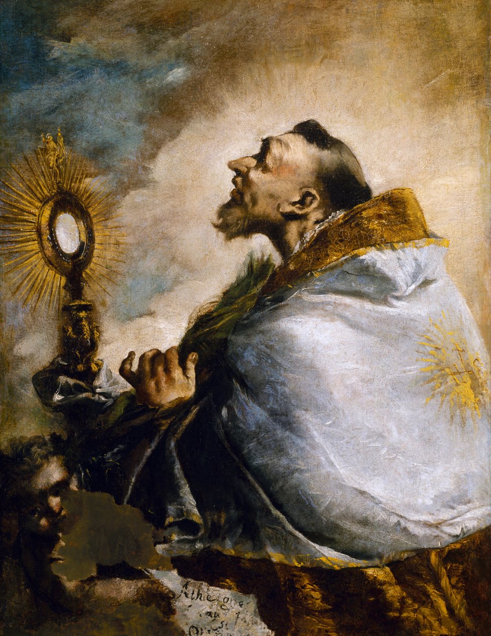 Santo em adoração à Santa Eucaristia ou São Norberto em êxtase de Francesco Guardi