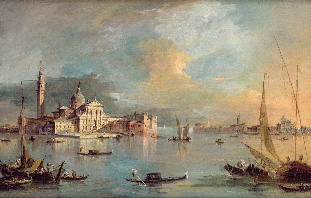 San Giorgio Maggiore, Veneza, com Giudecca e Zitelle de Francesco Guardi