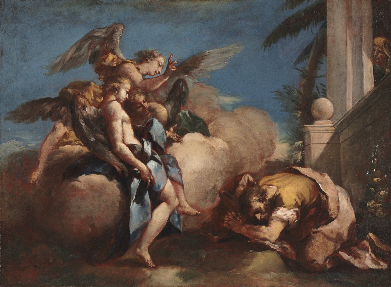 Os Anjos Aparecendo a Abraão, década de 1750. de Francesco Guardi
