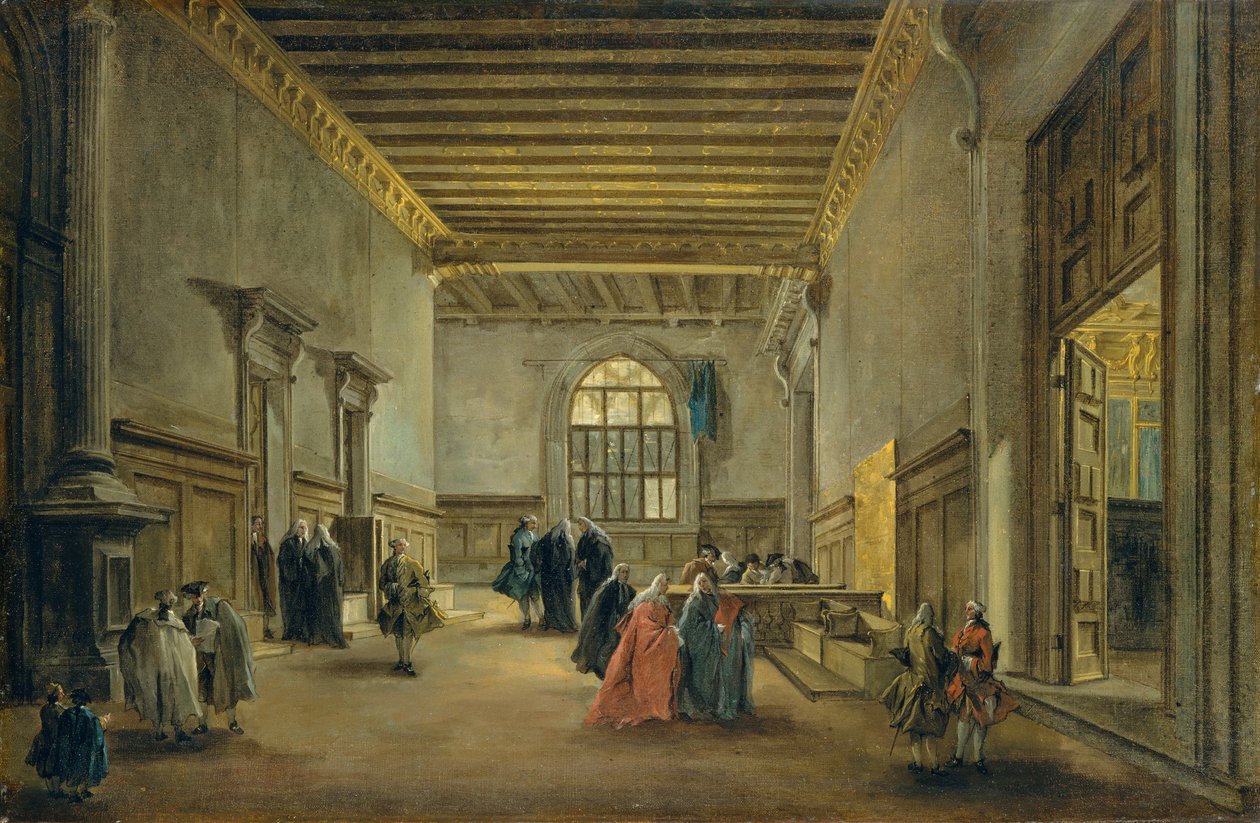 A Antecâmara do Salão do Conselho Maior, ca. 1765-68. de Francesco Guardi