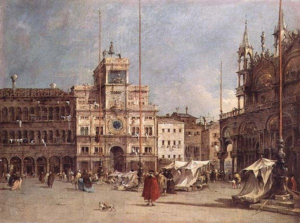 A Torre do Relógio, Veneza (óleo sobre tela) de Francesco Guardi