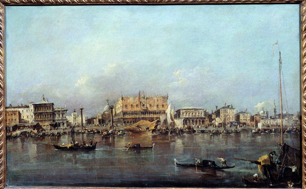 O Palácio do Doge visto do mar Pintura de Francesco Guardi (1712-1793) Sol do século XVIII. 0,42x0,68m. de Francesco Guardi