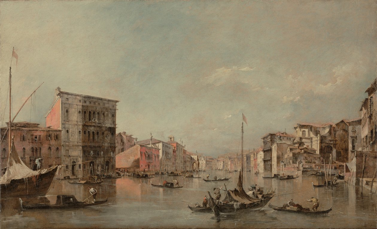 O Grande Canal de Veneza com o Palazzo Bembo de Francesco Guardi
