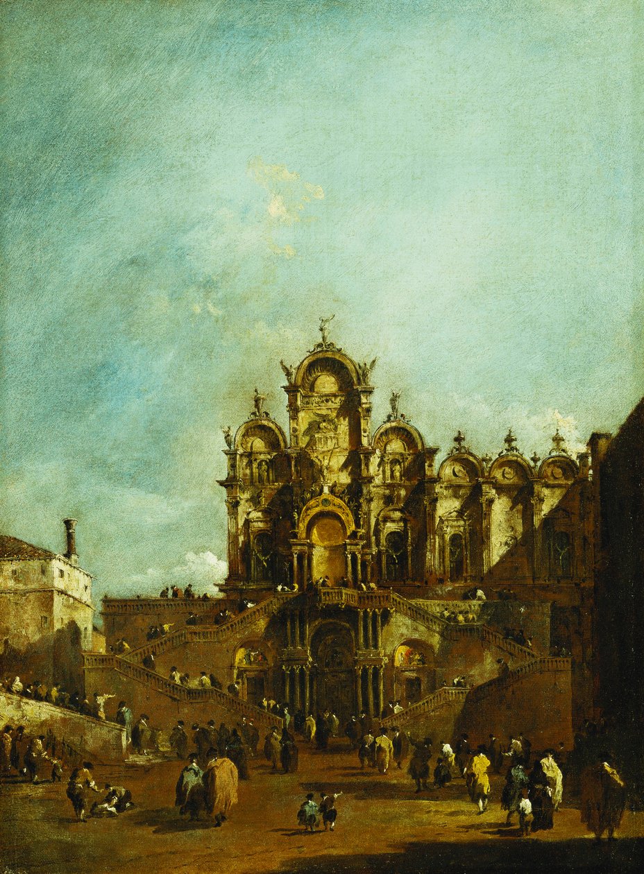 A loggia erguida em Campo San Zanipolo, Veneza, em frente à Scuola di San Marco pela bênção do Papa Pio VI em 1782, de Francesco Guardi