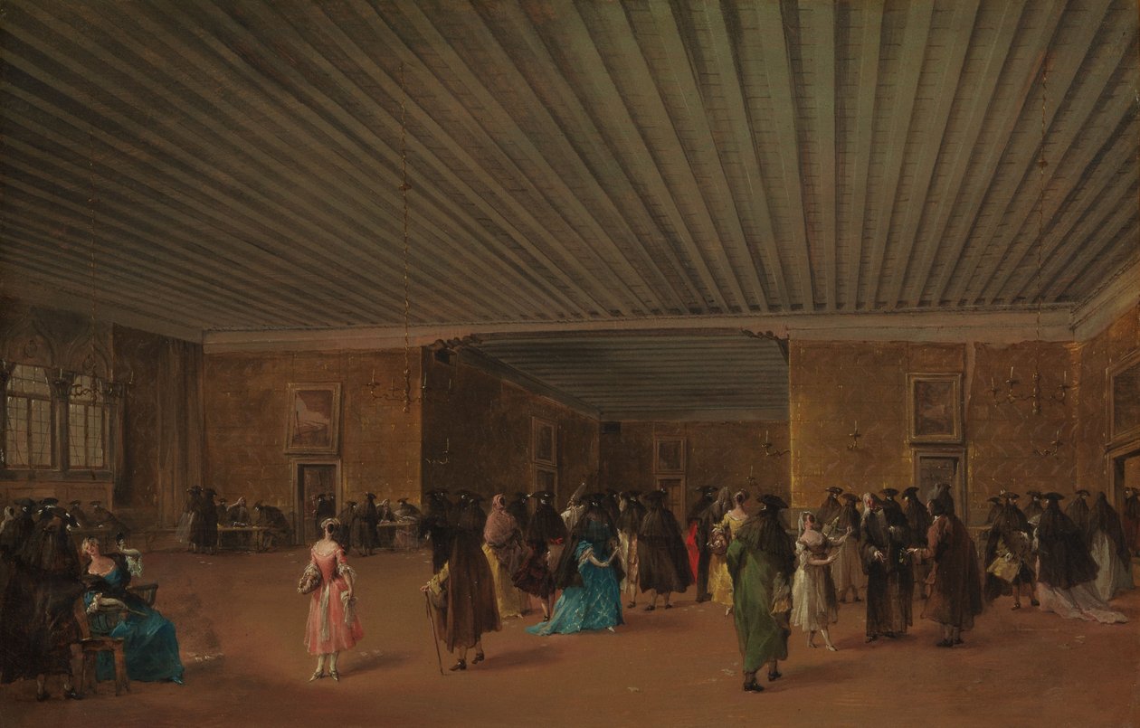 O Ridotto Pubblico no Palazzo Dandolo, c.1765-68 (óleo sobre tela) de Francesco Guardi