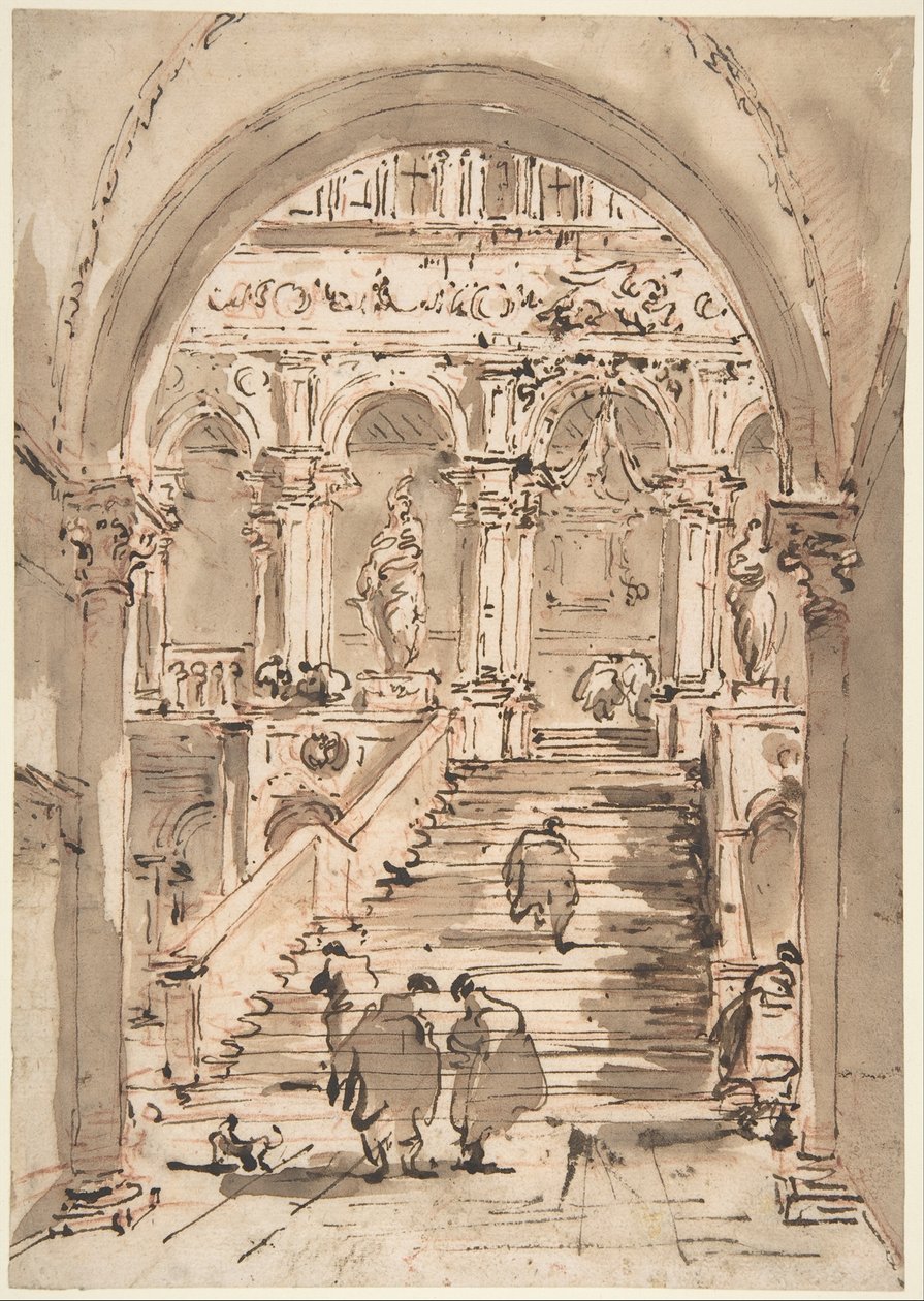 A Escadaria dos Gigantes, Palácio Ducal, Veneza de Francesco Guardi