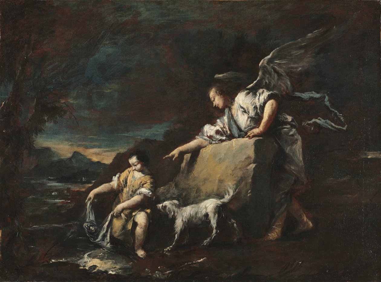 Tobias e o anjo, década de 1750. de Francesco Guardi