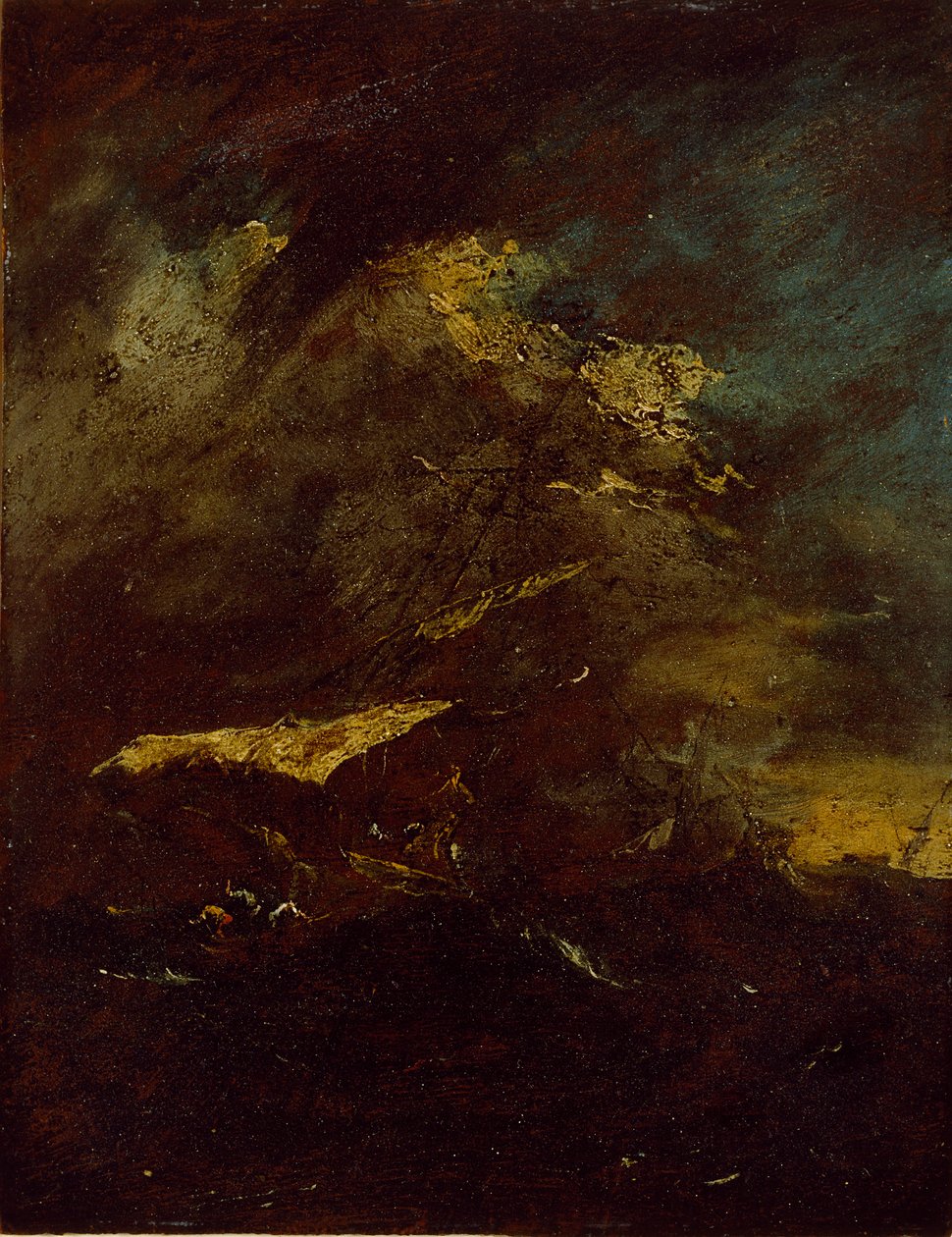 Dois navios em uma tempestade, século 18 de Francesco Guardi