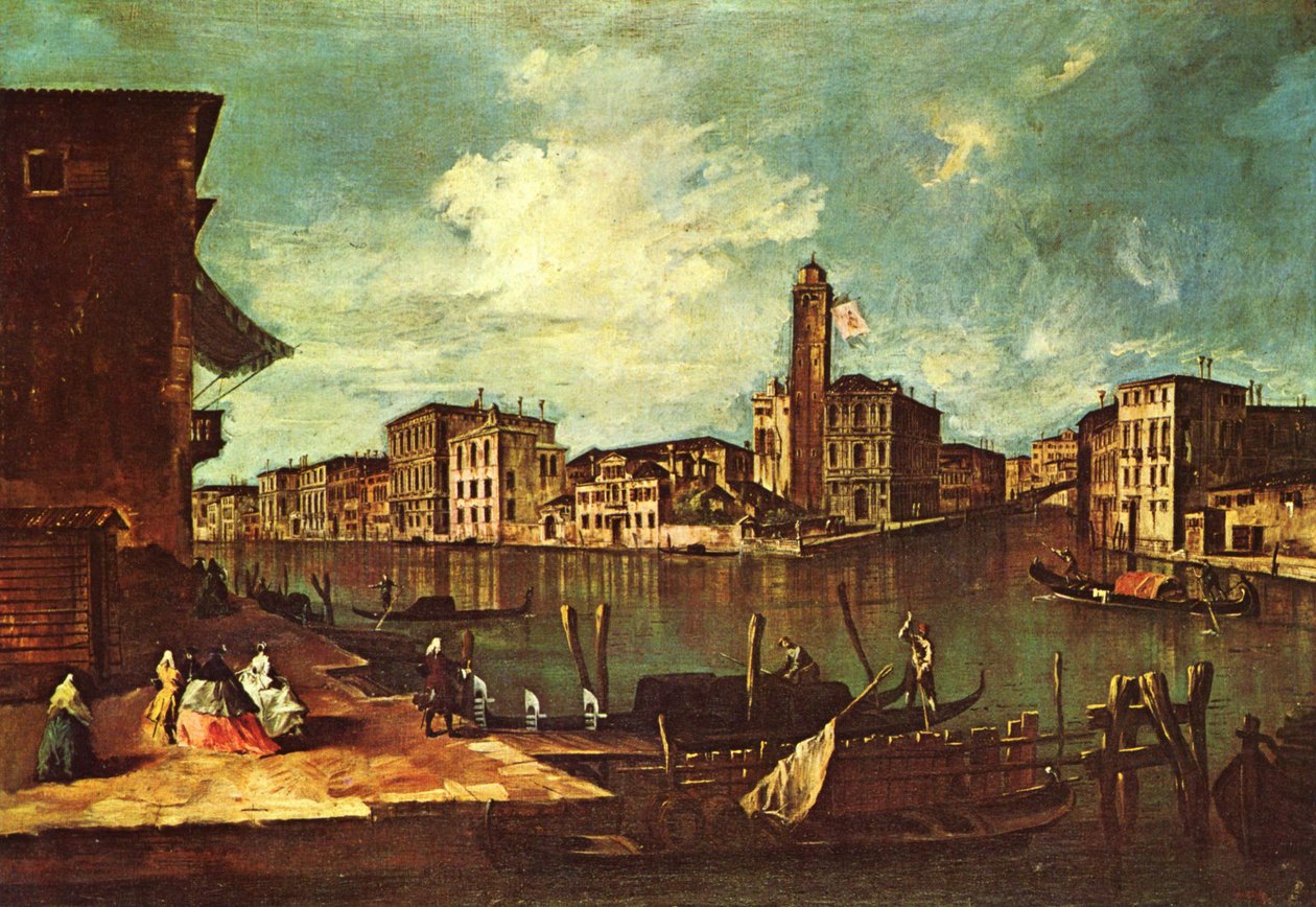 Veneza, o Grande Canal com San Geremia, o Palazzo Labia e a entrada do Cannaregio de Francesco Guardi
