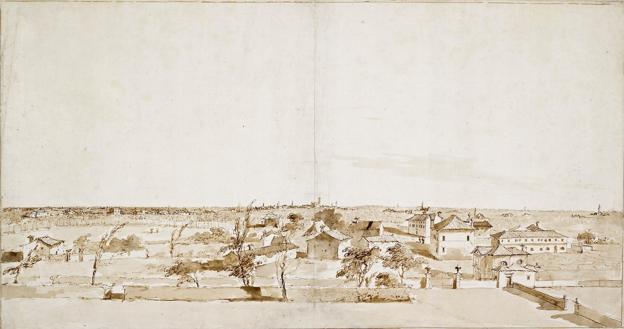 Vista através do Jardim da Villa Loredan, meados do século XVIII de Francesco Guardi
