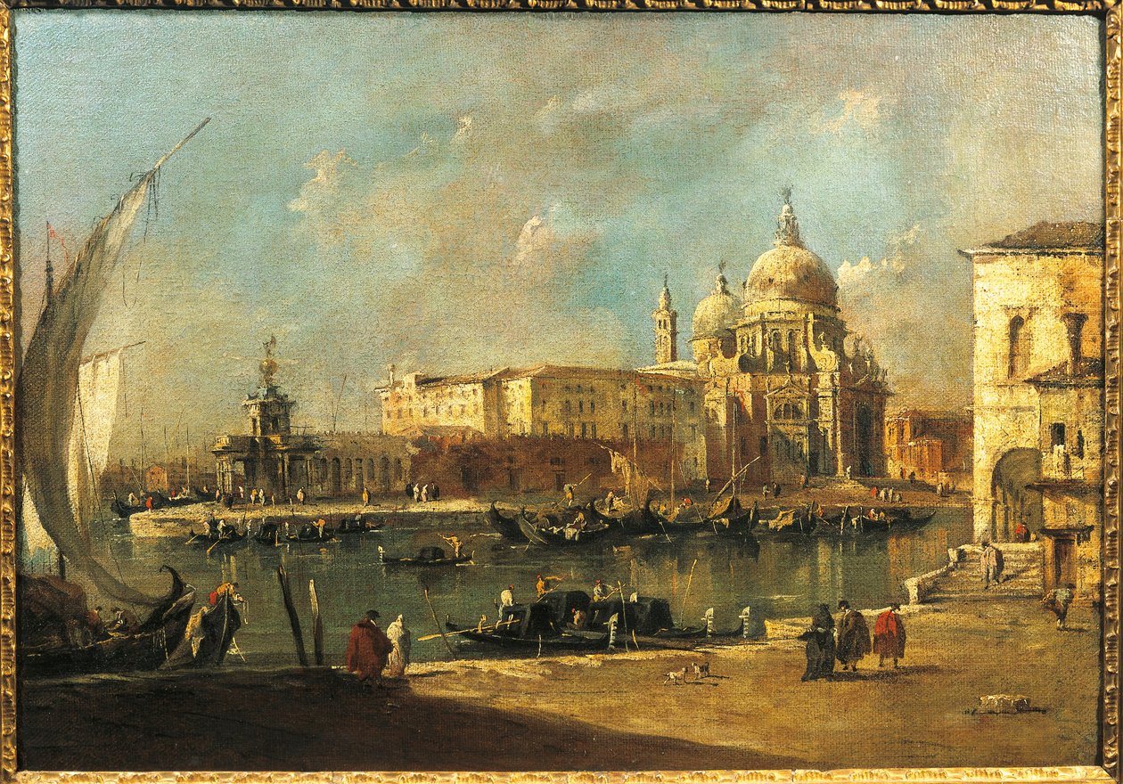 Vista da Dogana e Santa Maria della Salute, Veneza (óleo sobre tela) de Francesco Guardi