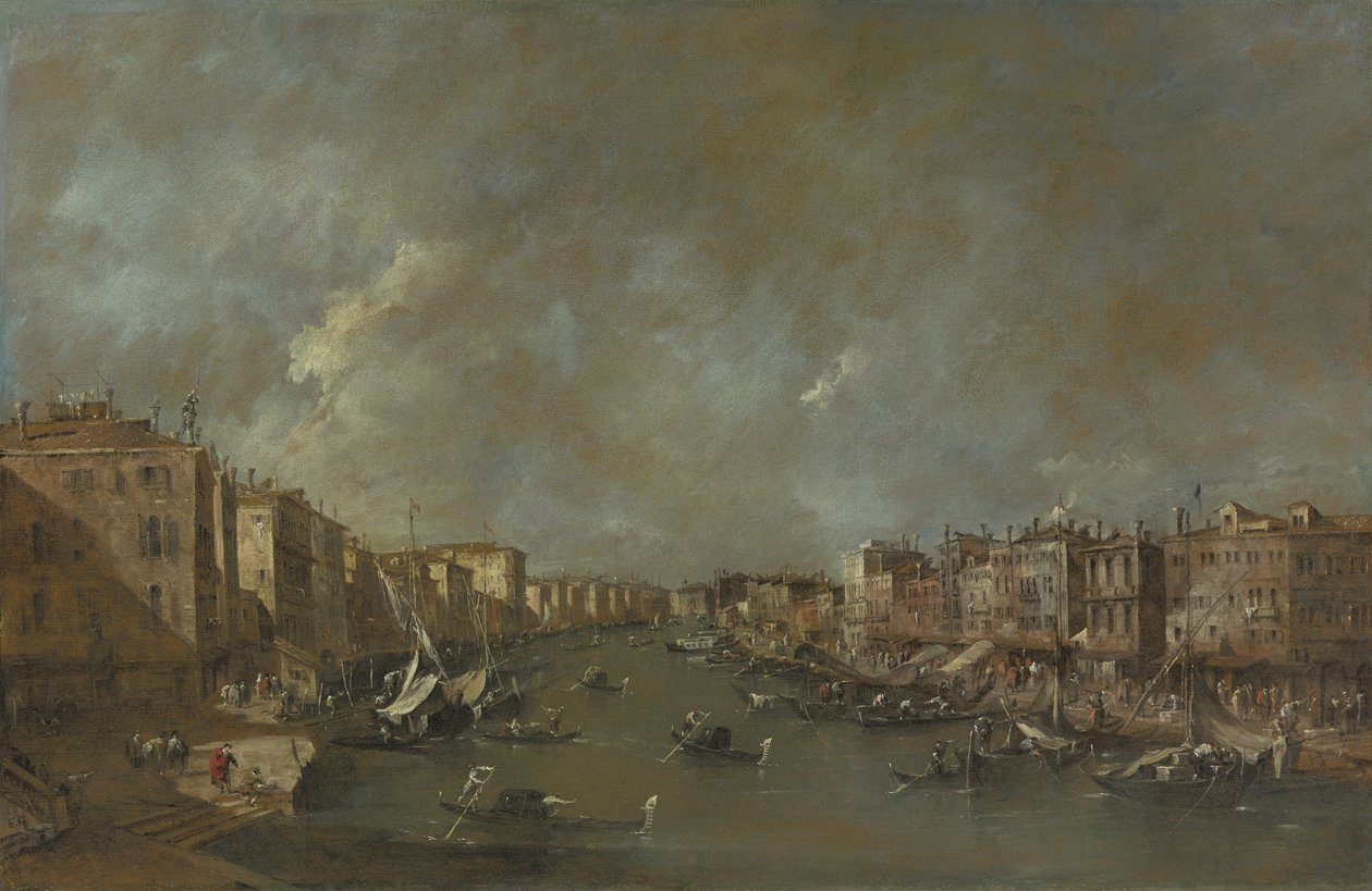 Vista do Grande Canal da Ponte di Rialto, após 1775 de Francesco Guardi