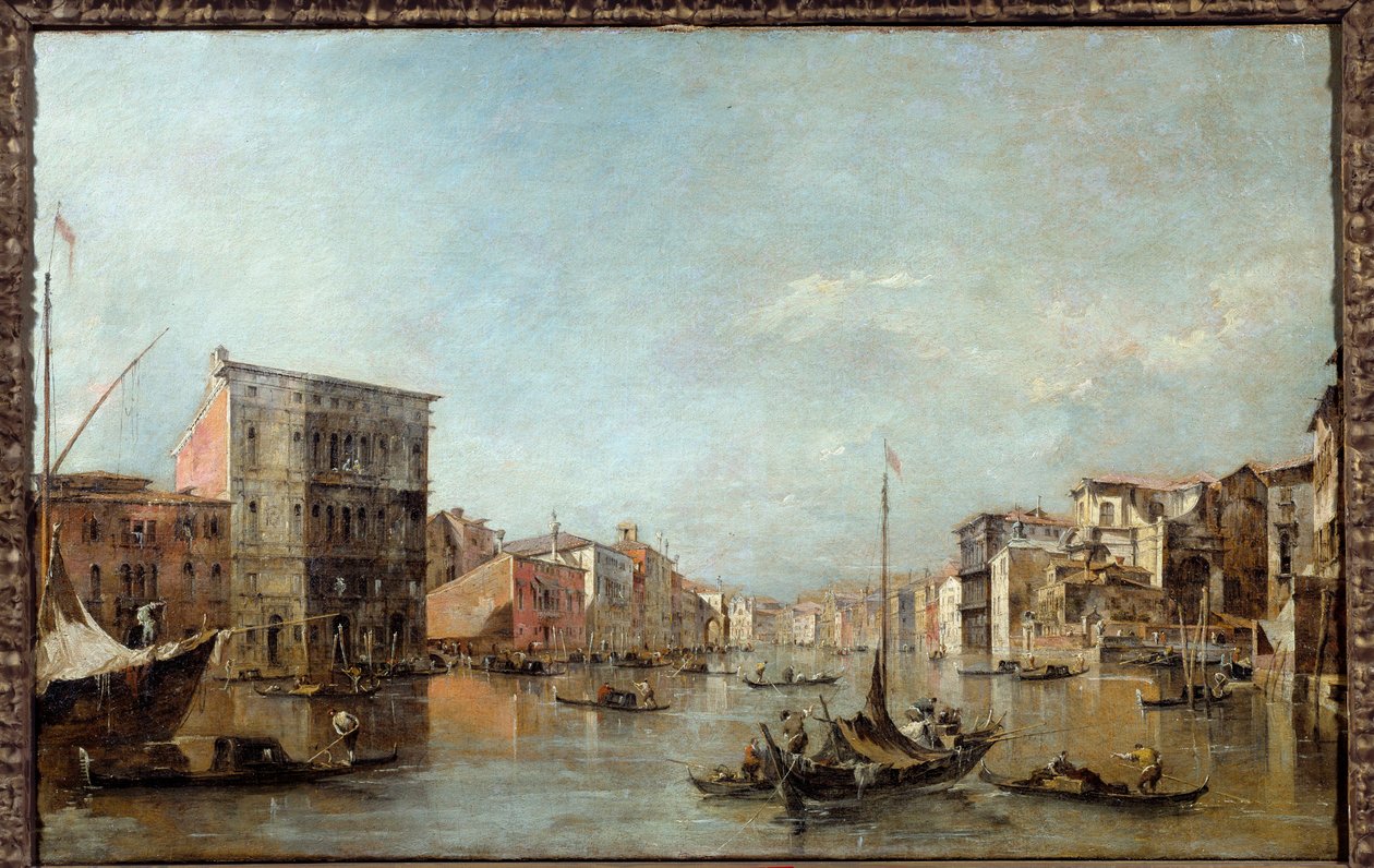 Vista do Grande Canal em Veneza Pintura de Francesco Guardi (1712-1793) Toulouse do século XVIII, Musee des Augustins de Francesco Guardi