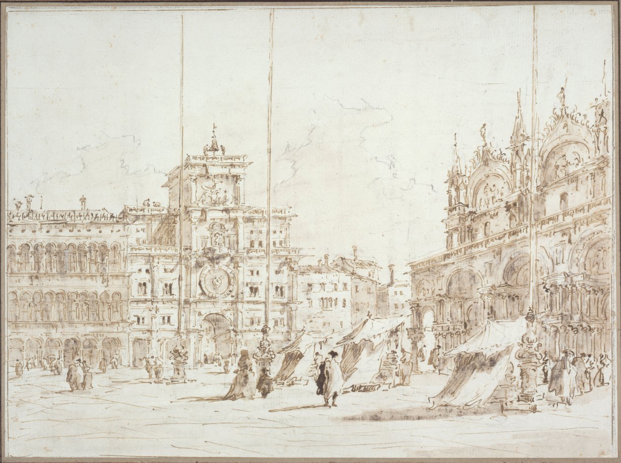 Vista de Veneza: a [torre do relógio] na Praça de São Marcos de Francesco Guardi