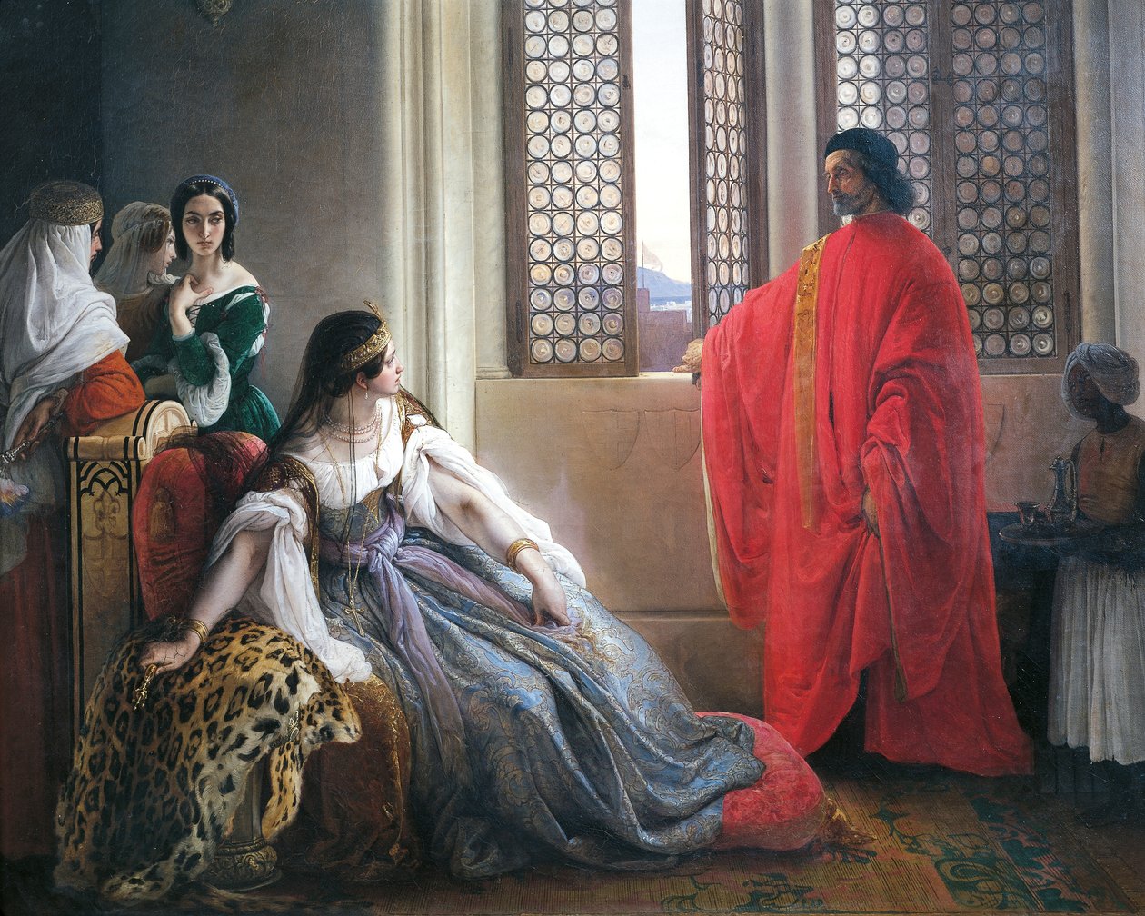 Caterina Cornaro recebe notícia do depoimento da Rainha de Chipre de Francesco Hayez