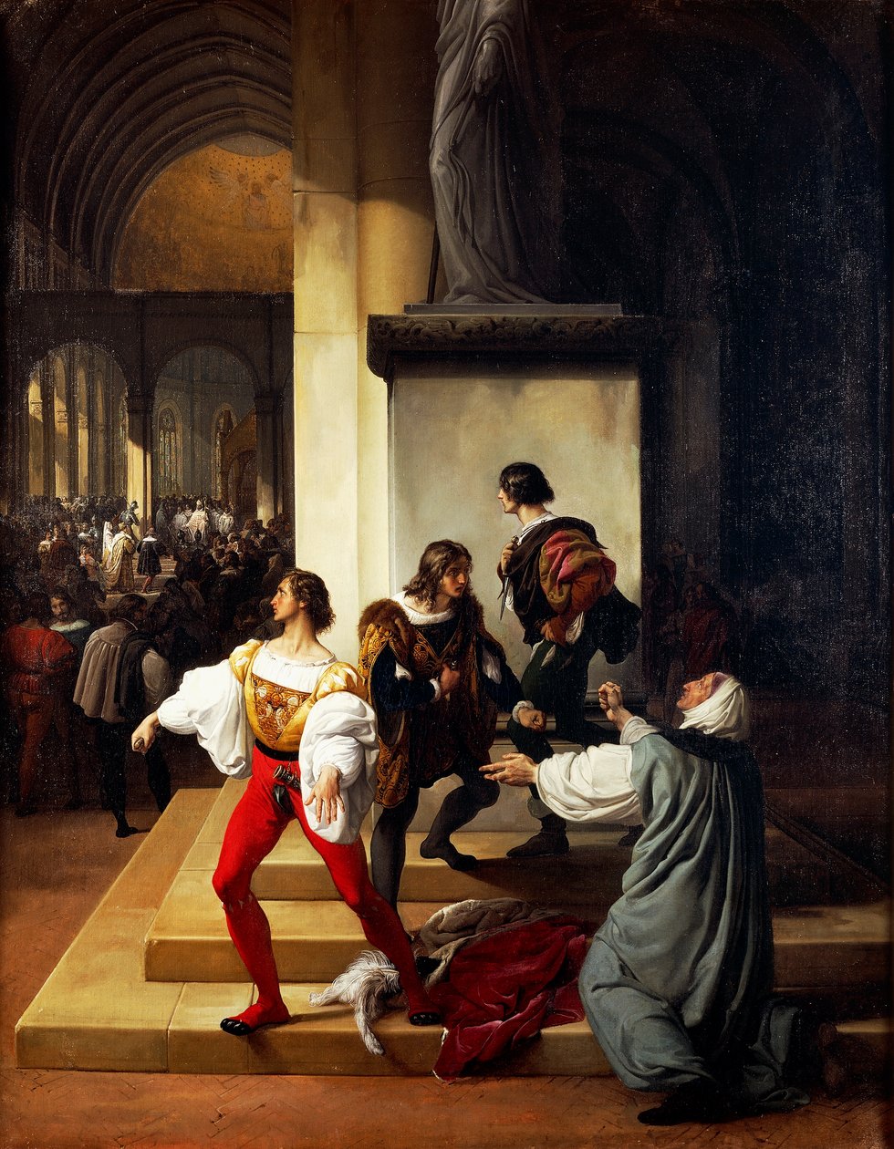 Conspiração de Lampugnani, de Francesco Hayez (1791-1882) de Francesco Hayez