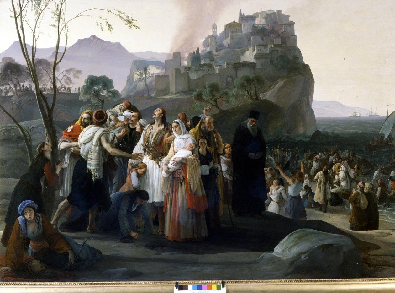 Francesco Hayez (1791 - 1882): Os refugiados de Parga (1826 - 1831) (episódio a Independência da Grécia). Milão, Galeria de Arte Moderna. de Francesco Hayez