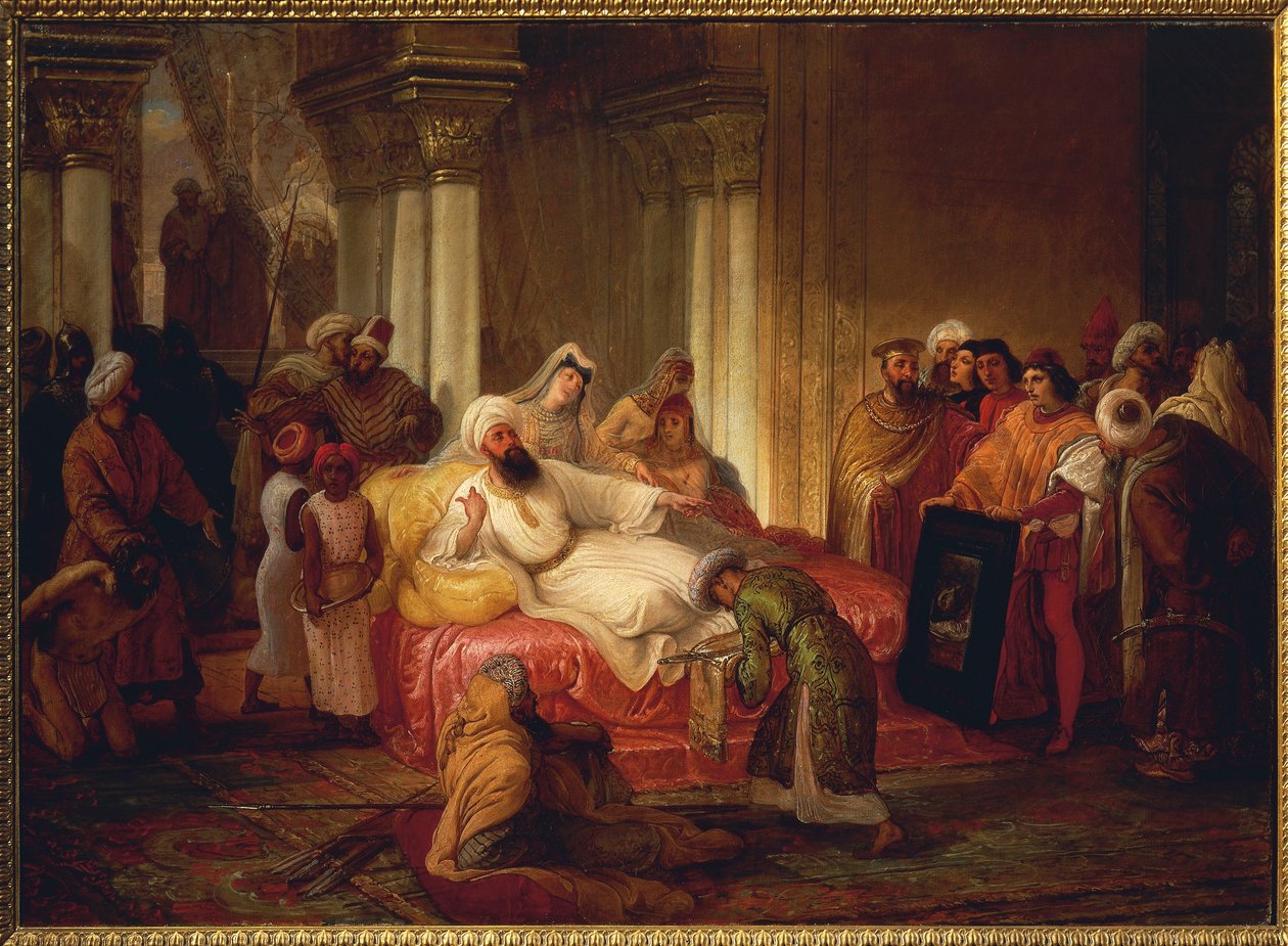Gentile Bellini (1429-1507) e Mehmet II (1430-1481) de Francesco Hayez