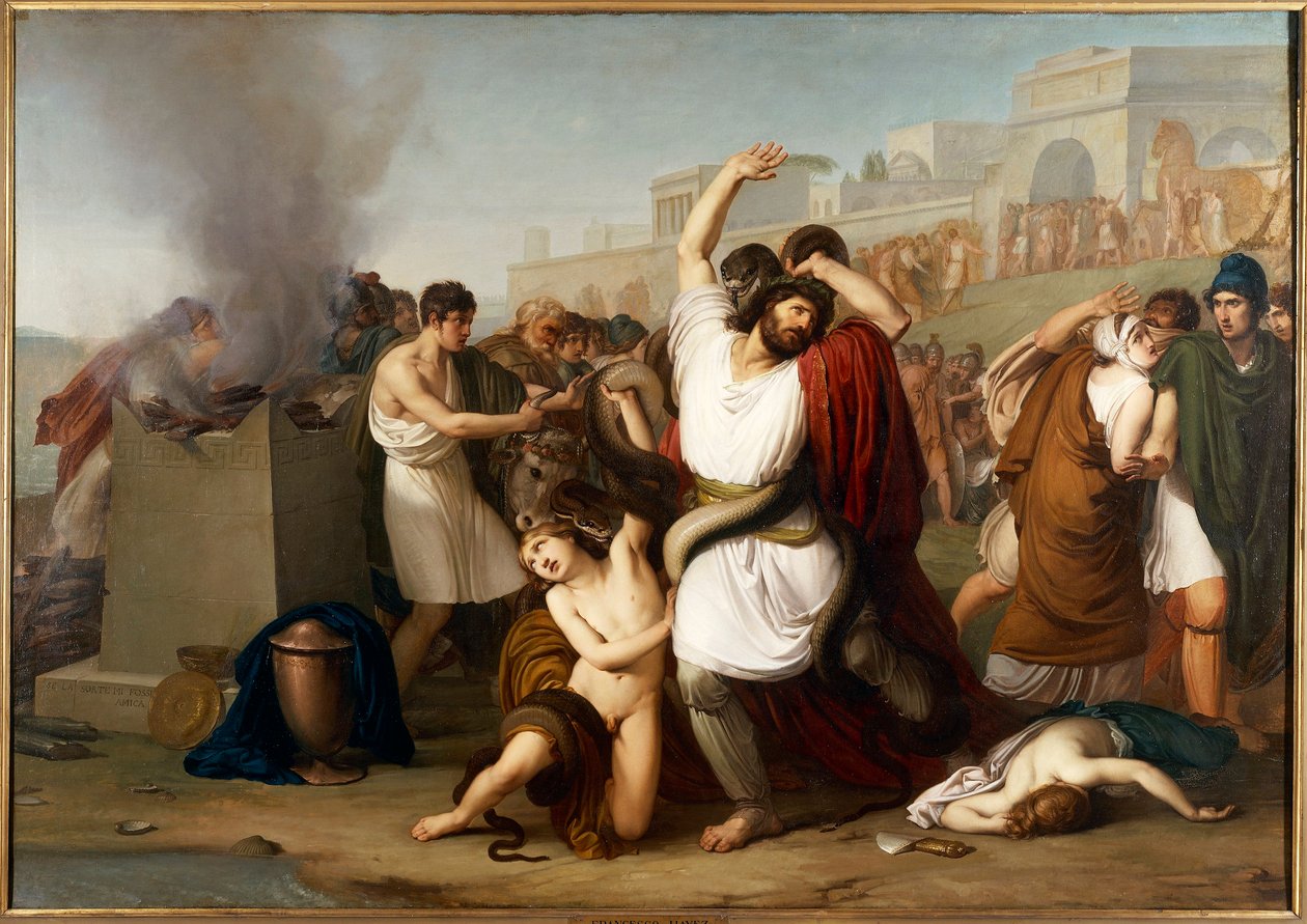 Itália, Milão, Pintura do padre troiano Laocoon de Francesco Hayez