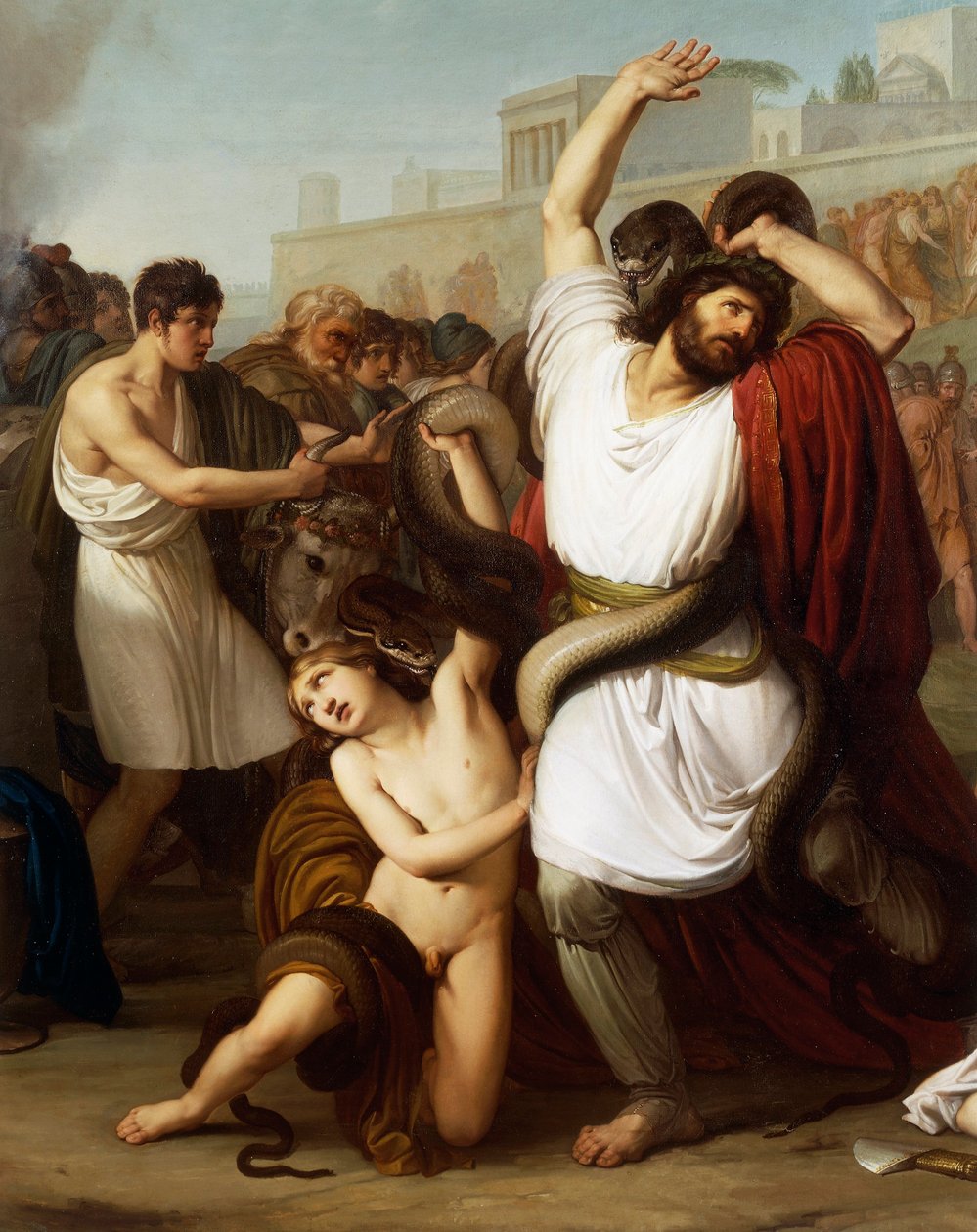 Itália, Milão, Pintura do padre troyano Laocoon, detalhe de Francesco Hayez