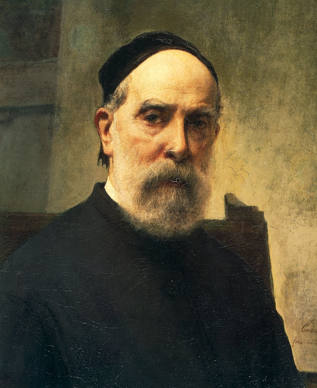 Auto-retrato aos 88 anos, por Francesco Hayez (1791-1882), óleo sobre tela, 58x46 cm, Detalhe de Francesco Hayez