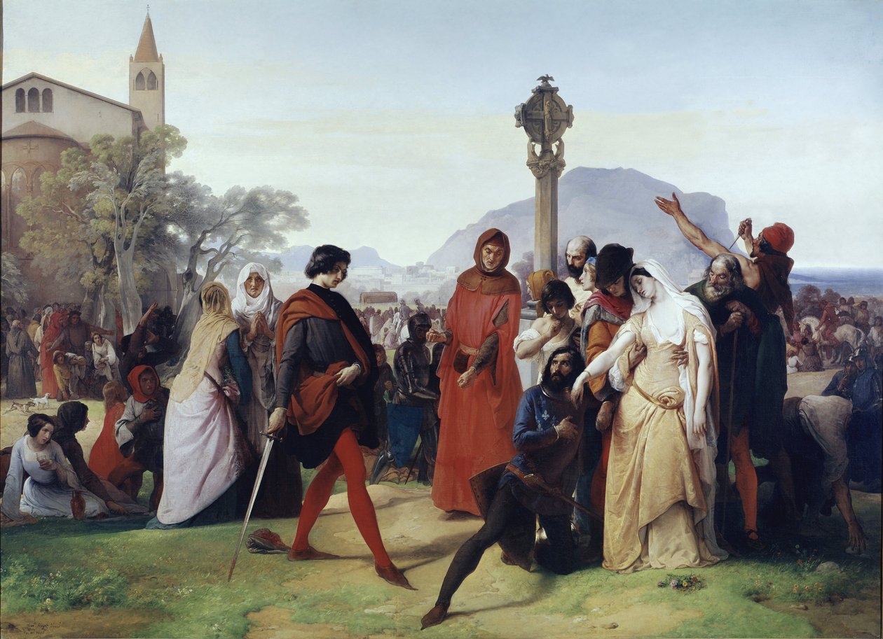 Vésperas Sicilianas: Terça-feira de Páscoa - Os massacres dos sicilianos na França, 31 de março de Francesco Hayez