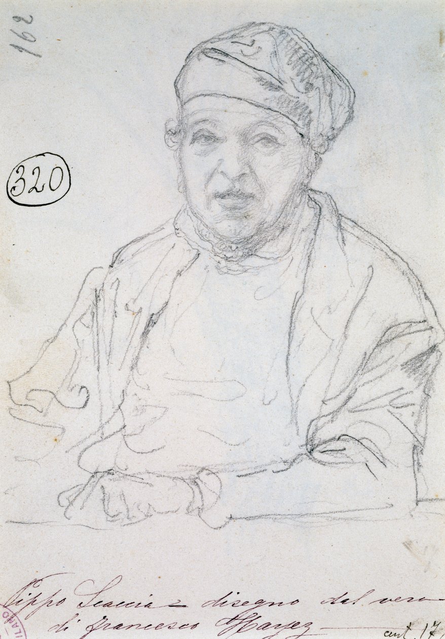 Estudo para retrato do seu irmão de direito Pippo Scaccia de Francesco Hayez