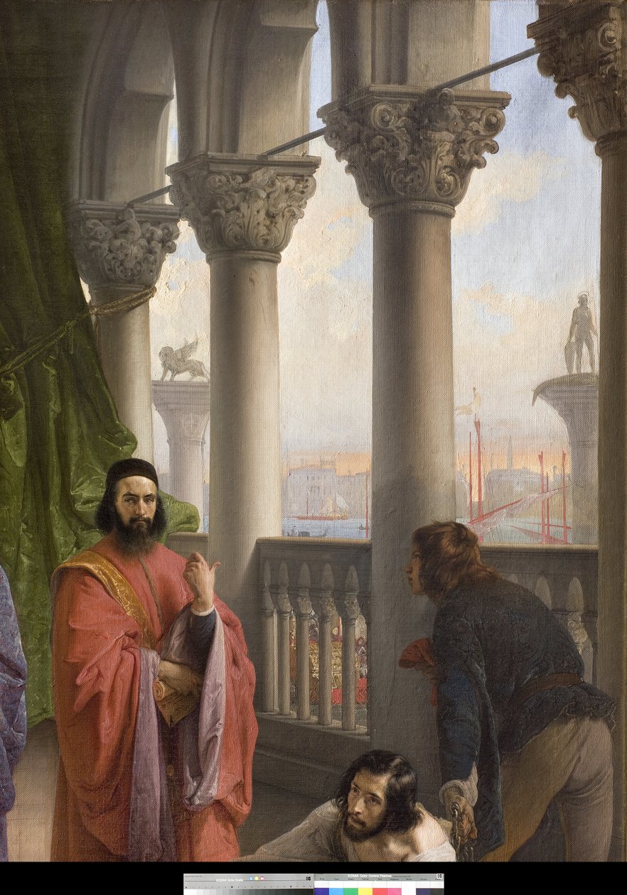 O último encontro entre Jacopo Foscari e sua família antes de ser exilado, 1838-40 de Francesco Hayez