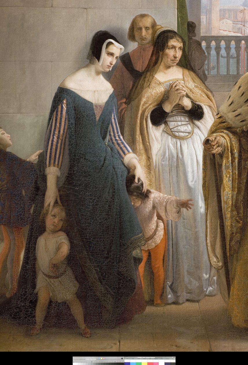 O último encontro entre Jacopo Foscari e sua família antes de ser exilado, 1838-40 de Francesco Hayez