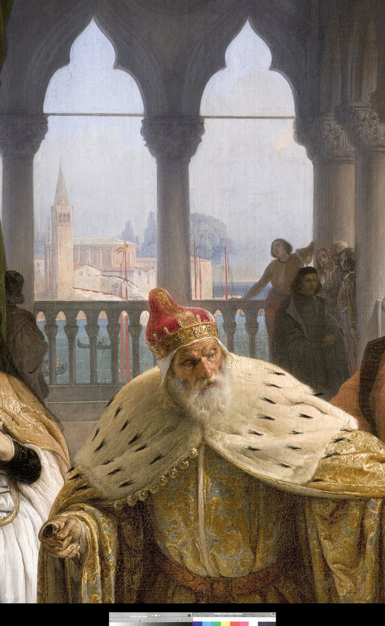O último encontro entre Jacopo Foscari e sua família antes de ser exilado, 1838-40 (detalhe de 3497466) de Francesco Hayez