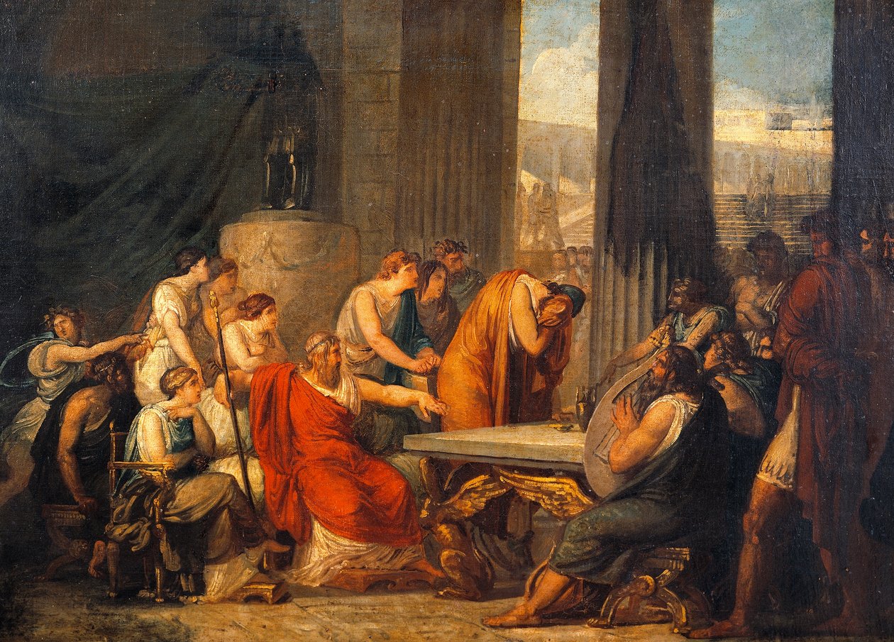 Ulisses na corte de Alcinous por Francesco Hayez (1791-1882), óleo sobre tela, 69x98 cm de Francesco Hayez