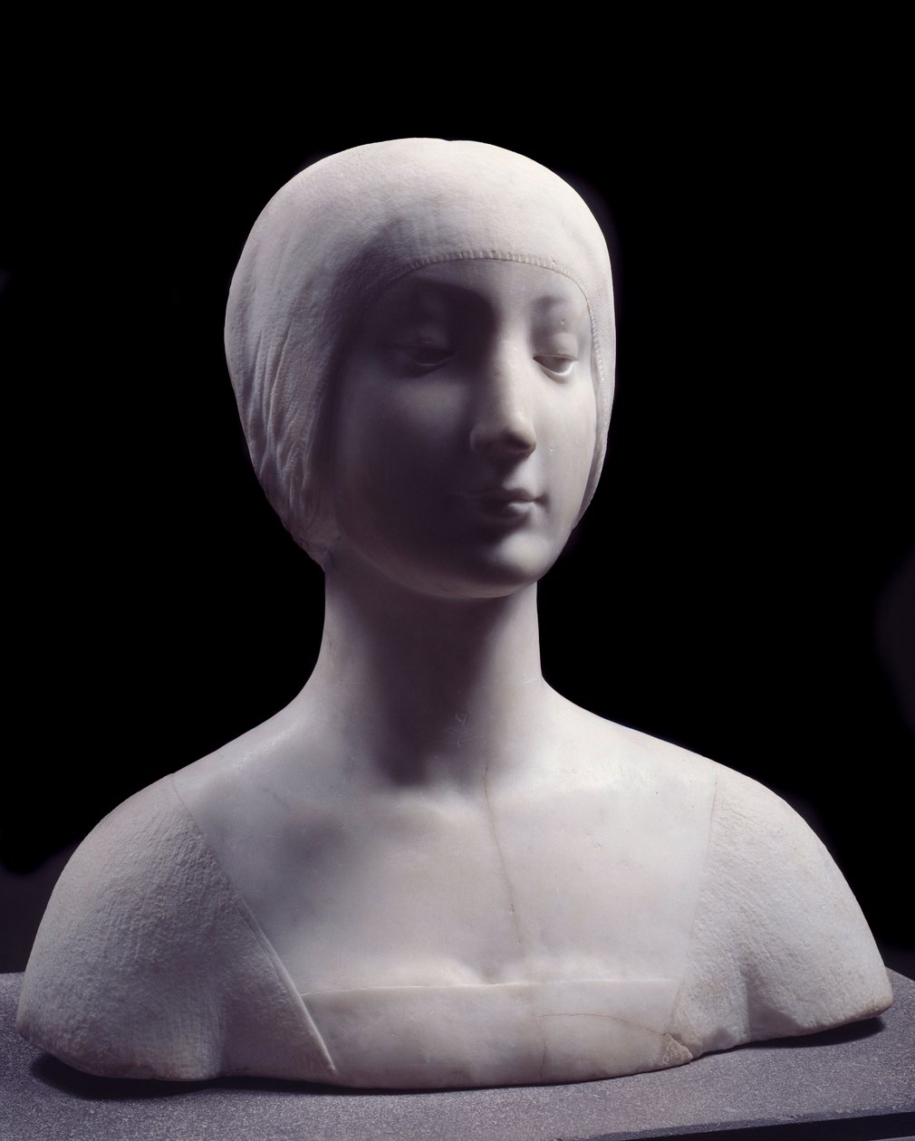 Busto de uma jovem chamada Beatrice d "Aragon. Escultura de mármore atribuída a Francesco da Laurana de Francesco Laurana