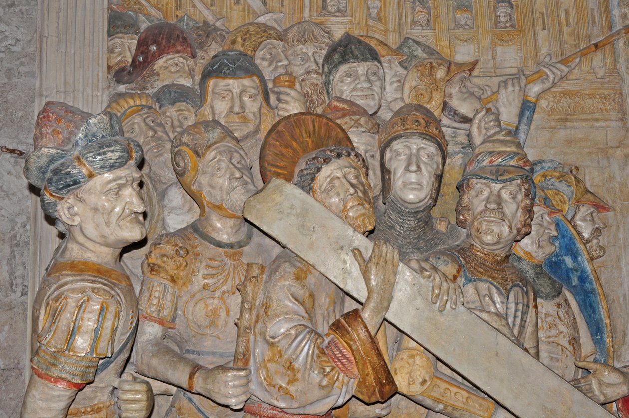 França, Avignon, Palácio dos Papas (1334), escultura em mármore do caminho da cruz do Convento de Celestine em Avignon por Francesco Laurana (encomendado 1478) de Francesco Laurana