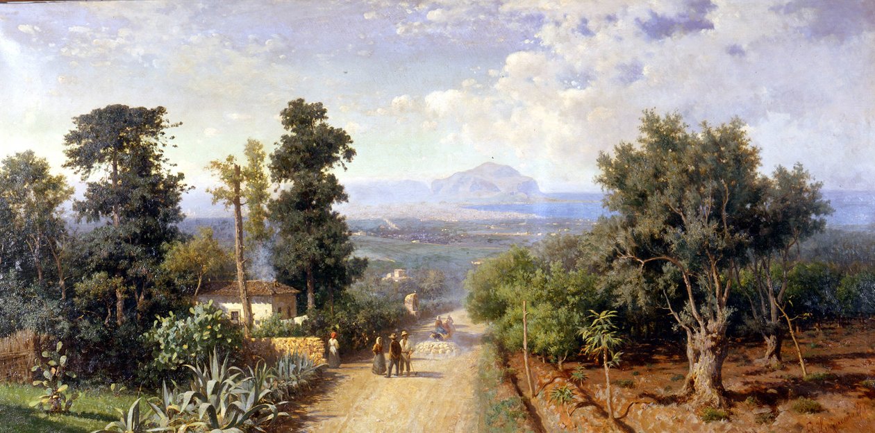 Os arredores de Palermo. Pintura de Francesco Lojacono (1841 - 1915) de Francesco Lojacono