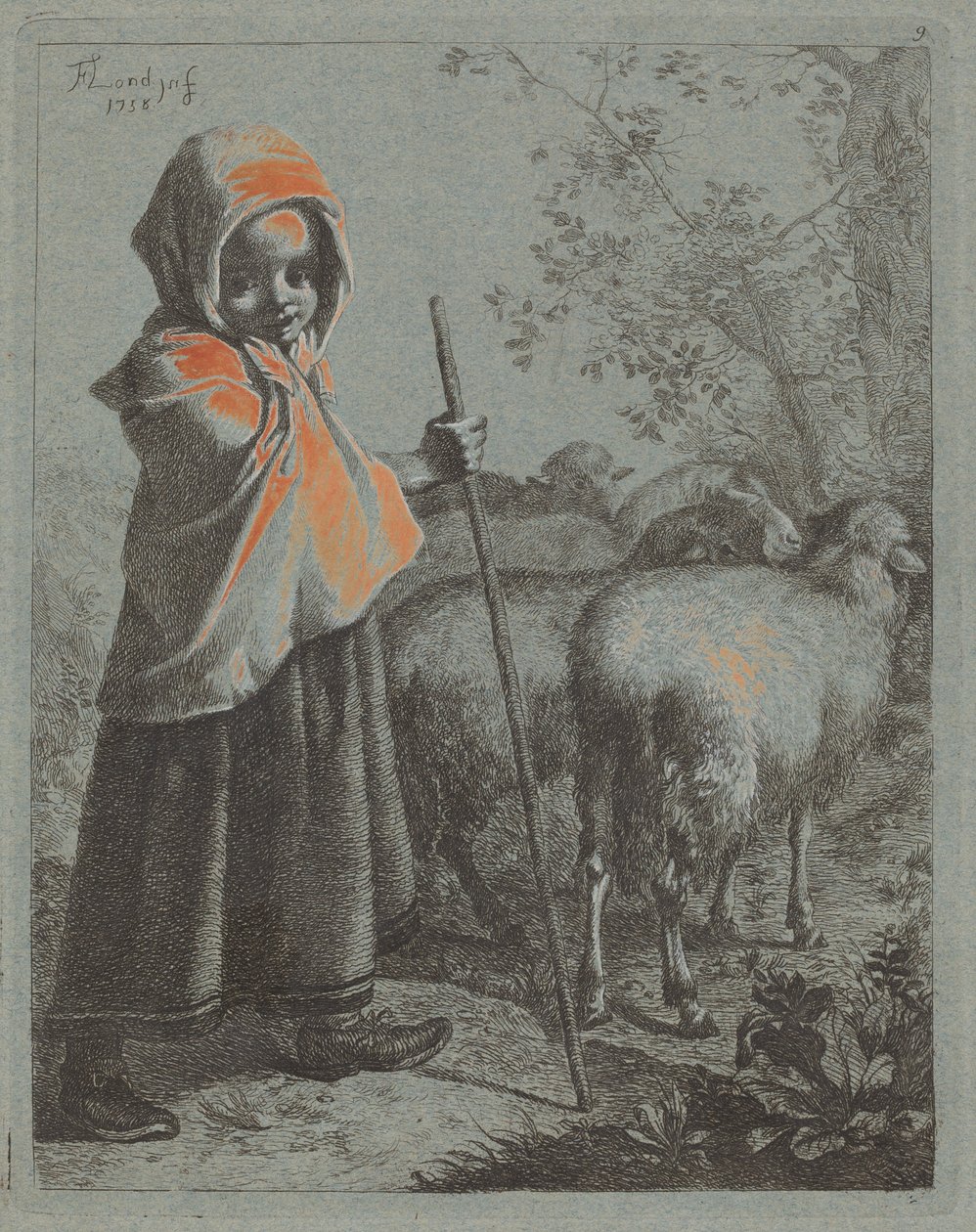 Criança Pastora com Rebanho, 1758. de Francesco Londonio