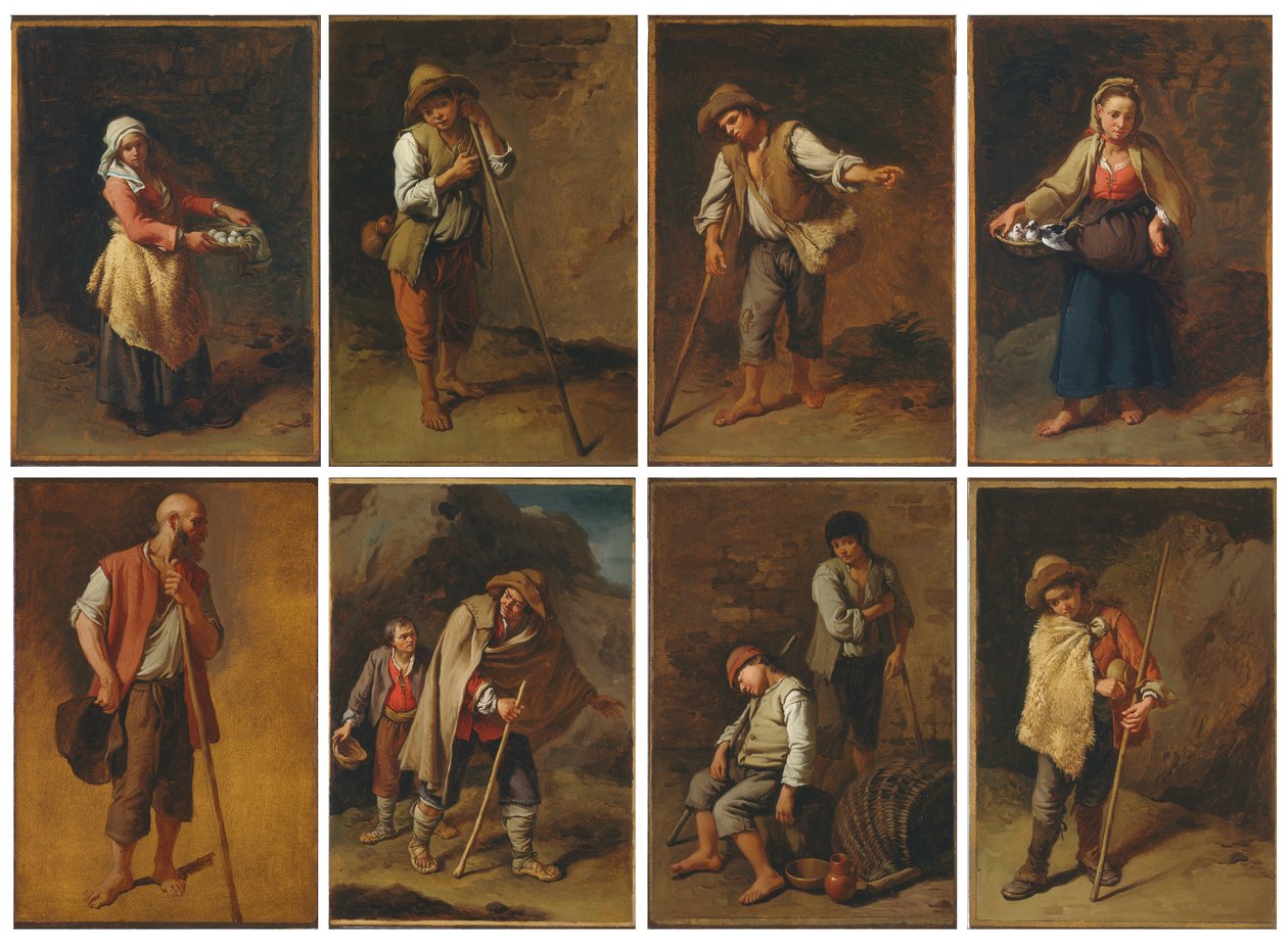 Estudos de oito figuras de camponeses e pastores de Francesco Londonio